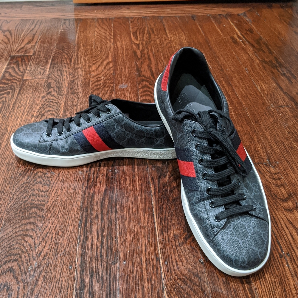 Black GG Supreme Ace Sneakers size 10
